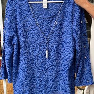 Alfred Dunner Royal Blue Textured Blouse